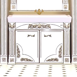 Misty Тумба с раковиной Барокко 120 прямая, белая патина – фотография-1