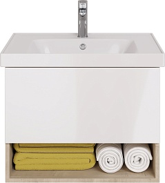 Dreja Тумба для умывальника Perfecto 70 подвесная, дуб эврика/белый – фотография-2