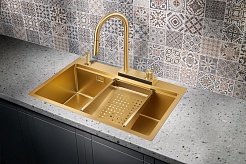 Milacio Мойка кухонная Denia 75 Steel со смесителем золото – фотография-5