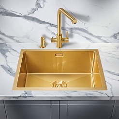 Milacio Мойка кухонная Denia 58 Steel золото брашированное – фотография-6