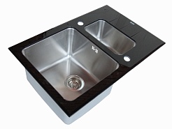 Zorg Кухонная мойка "Inox Glass" GL-5078-2 -BLACK – фотография-1
