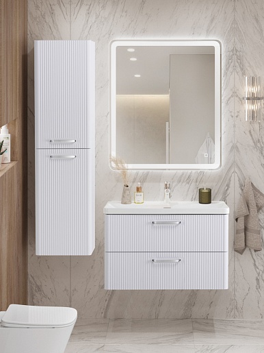 BelBagno Тумба с раковиной Due 80 подвесная Белый металлик ручки Хром полированный – картинка-11
