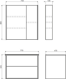 Comforty Тумба с раковиной Женева 75 подвесная дуб белый – фотография-8
