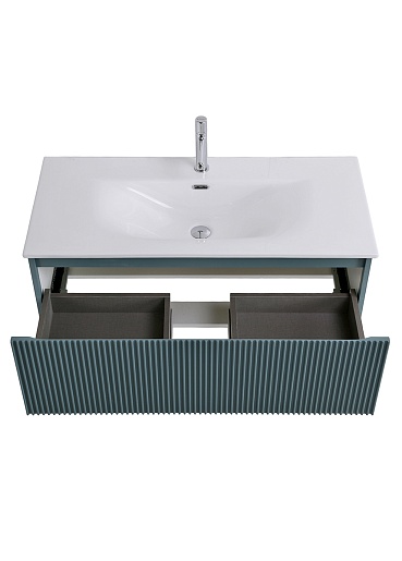 BelBagno Тумба с раковиной Uno 100 с 1 ящиком подвесная Голубой матовый с раковиной BB-8099-100 – картинка-5