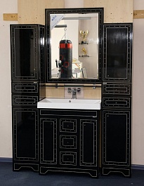 Misty Зеркало с полочкой Bella 90 черное с кристаллами – фотография-3