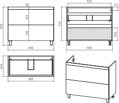 Misty Мебель для ванной Атлантик 100 2 ящика серый камень – фотография-8