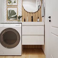 Vivon Тумба под раковину под стиральную машину Vivon Donna 120 подвесная белый глянец эмаль – фотография-12