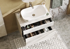 Акватон Тумба с раковиной Марбл 80 Лола 60 подвесная слэйт/белая матовая – фотография-6