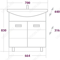 Onika Тумба с раковиной Балтика 70.17 с б/к – фотография-4