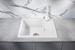 Milacio Мойка кухонная Navarra 60 Cuarzo белая – фотография-5