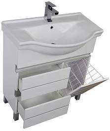 Aquanet Тумба с раковиной "Доминика 80" белая с б/к – фотография-4