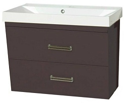 Misty Тумба с раковиной Джулия QVATRO 65 подвесная конус коричневая – фотография-1