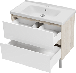 Misty Тумба с раковиной Мускат 90 дуб галифакс белый/белая – фотография-4