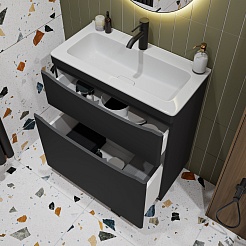 Vivon Тумба с раковиной Ostin 70 напольная черная матовая – фотография-5