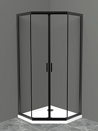 BelBagno Душевой уголок Uno 90/90 UNO-195-P-2-90-C-NERO стекло прозрачное – фотография-1