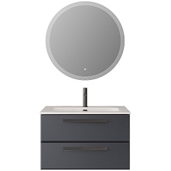 Cezares Тумба с раковиной Eco Cer-N 80 grafito CZR-8073-80 ручки матовые чёрные – фотография-2