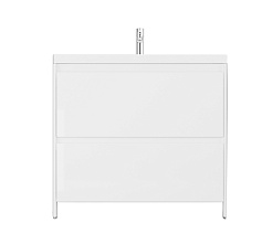 Velvex Тумба с раковиной напольная Klaufs 90 белая, 2 ящика – фотография-9