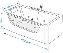 Grossman Акриловая ванна GR-15085-1 150x85 с гидромассажем – фотография-7