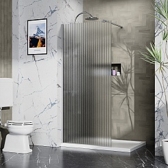 Azario Душевая перегородка Walk-in 90/195 рифленое стекло профиль матовый графит – фотография-6