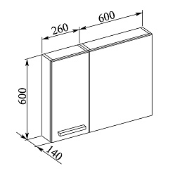 Aquanet Зеркало для ванной "Данте 60" (камерино 1 навесной шкафчик L) – фотография-4