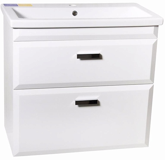 Style Line Тумба с раковиной Лотос 70 Люкс белая PLUS подвесная – фото-1