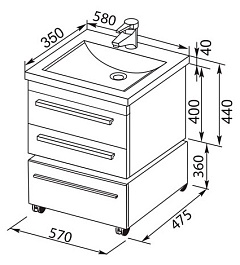 Aquanet Тумба с раковиной Нота 58 белая (171483) – фотография-3