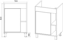 Viant Тумба с раковиной Бостон 60 белая/дуб вотан – фотография-10