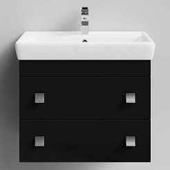 Водолей Тумба под раковину Квадро 70 подвесная черная – фотография-1