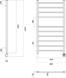Domoterm Полотенцесушитель электрический Куба П10 500x1000 ER хром – фотография-3