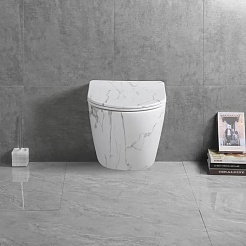 Ceruttispa Унитаз подвесной Sella Aria Tornado MMW CT9532 мрамор белый матовый – фотография-3