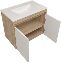 Teymi Тумба с раковиной Netta 75 подвесная дуб/белый – фотография-2