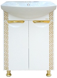 Misty Тумба для умывальника Престиж 60 белая/золотая патина – фотография-1