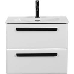 Cezares Тумба с раковиной Eco Cer-N 60 bianco lucido CZR-8095-60 ручки чёрные – фотография-2