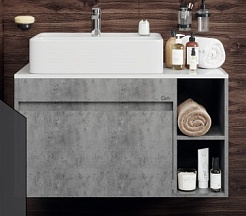 Onika Тумба с раковиной Нейт 90 бетон чикаго, белая столешница	 – фотография-1