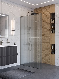 BelBagno Душевая перегородка Uno UNO-L-1-TB-100-FL-GM 100x200 профиль оружейная сталь стекло рифленое – фотография-2