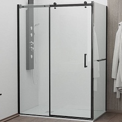 RGW Душевой уголок Tornado TO-44-1B (TO-14B + Z-060-2B) 150x90 профиль черный стекло прозрачное – фотография-1