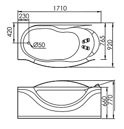 Gemy Акриловая ванна G9072 O L с TV – фотография-4