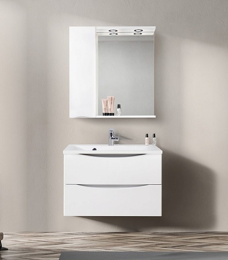 BelBagno Зеркало-шкаф MARINO-SPC-900/750-1A-BL-P-L Bianco Lucido – фотография-2