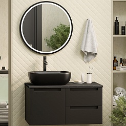 Brevita Мебель для ванной Cargo 80 подвесная черная матовая – фотография-1