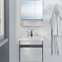 СанТа Мебель для ванной Мира 60 подвесная светлое дерево/черная