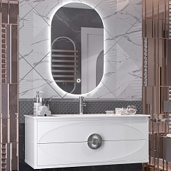 Opadiris Мебель для ванной Ибица 120 с овальным зеркалом подвесная белая/хром – фотография-1