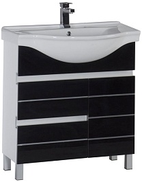 Aquanet Тумба с раковиной "Доминика 80" черная – фотография-1
