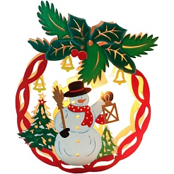 Feron Деревянная световая фигура Новогодний шар со снеговиком LT068 – фотография-1