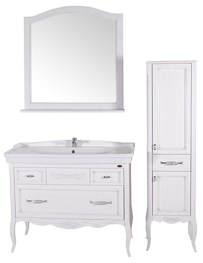 ASB-Woodline Тумба с раковиной Модерн 105 белый, (патина серебро) – картинка-7