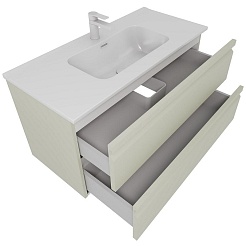 Aquatek Тумба с раковиной Вега 100 подвесная шалфей зеленый – фотография-2