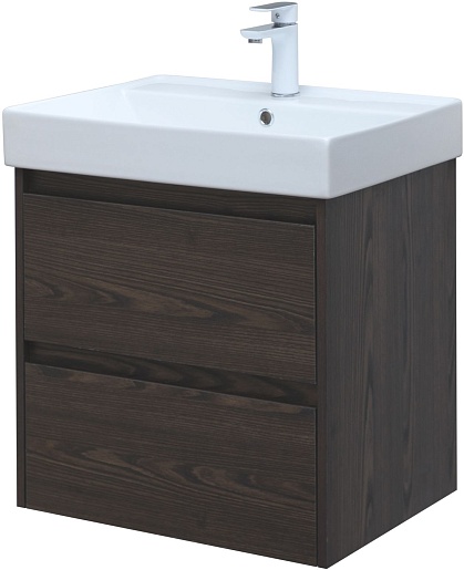 Aquanet Тумба с раковиной Nova Lite 60 подвесная дуб черный – фотография-4