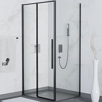 RGW Душевой уголок Stilvoll SV-42B (SV-12B + Z-050-2B) 120x70 профиль черный стекло прозрачное