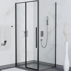 RGW Душевой уголок Stilvoll SV-42B (SV-12B + Z-050-2B) 120x70 профиль черный стекло прозрачное – фотография-1