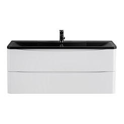 BelBagno Мебель для ванной Acqua 120 Bianco Lucido с раковиной BB1200/455-LV-ART-ALR-NERO – фотография-2