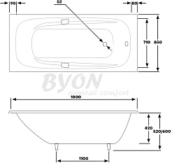 Byon Чугунная ванна IDE 180x85 – фотография-7